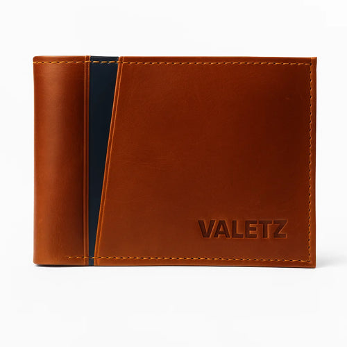 Billetera de Cuero Auténtico Conag + Azul