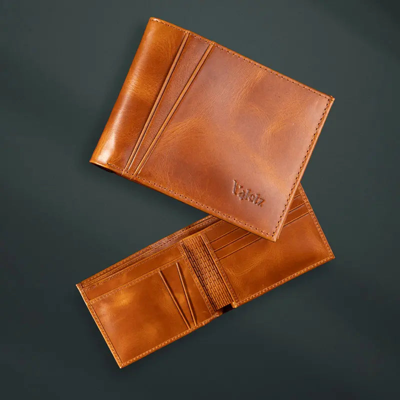Billetera de Cuero Auténtico Tan Clásico