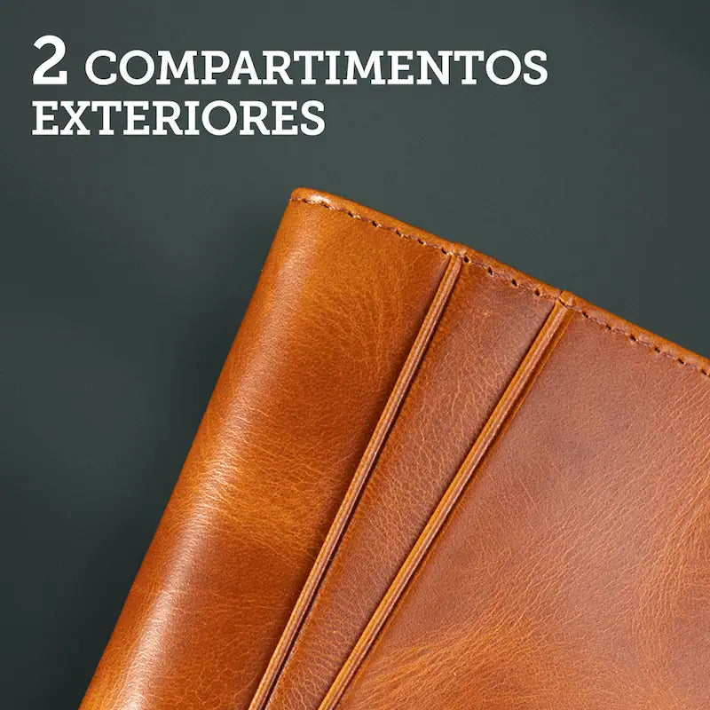 Billetera de Cuero Auténtico Tan Clásico