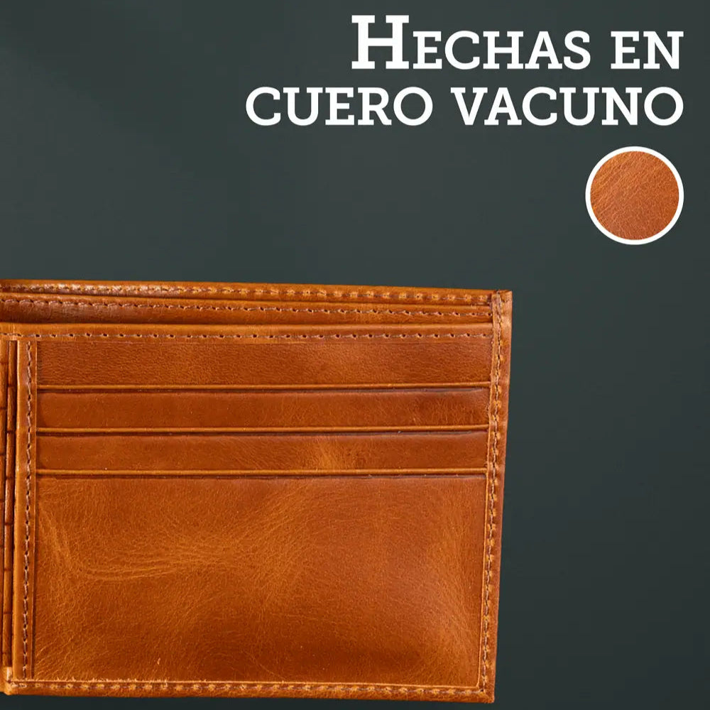 Billetera de Cuero Auténtico Tan Clásico