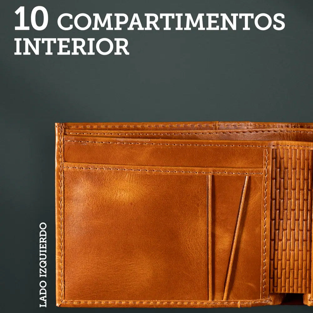 Billetera de Cuero Auténtico Tan Clásico