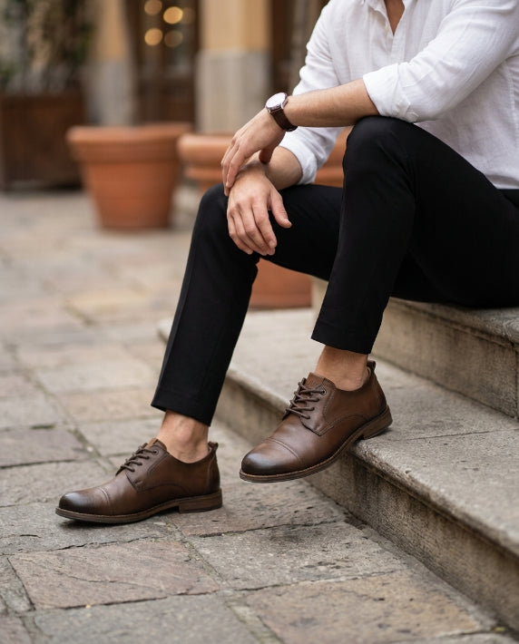 Zapato formal de Cuero Auténtico Marron