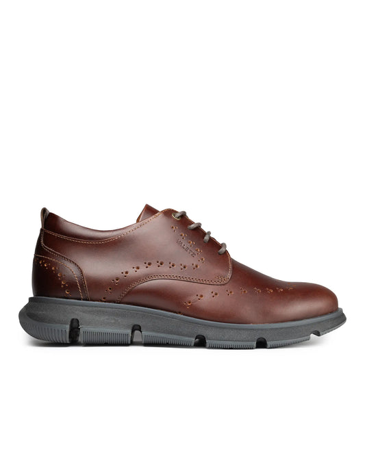 Oxfords Nardo Coñac y Negro - vista principal cuero autentico hombre Colombia