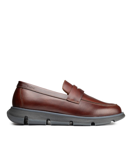Olmo Estilo Penny Loafer Coñac x Negro - vista principal cuero autentico hombre Colombia
