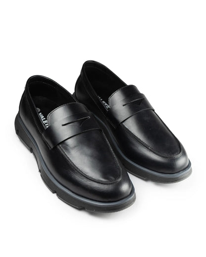 Olmo Estilo Penny Loafer Negro - vista lateral zapato artesanal Valetz