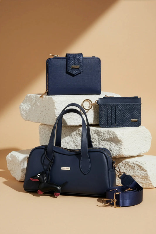 Blue Madness Mini bag + Billetera + Porta Documentos