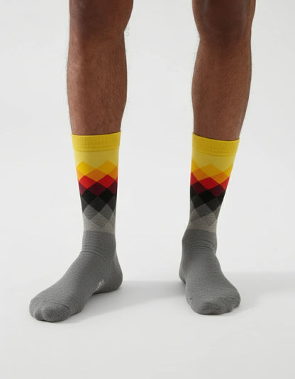 Calcetín amarillo y gris multicolor - Unisex