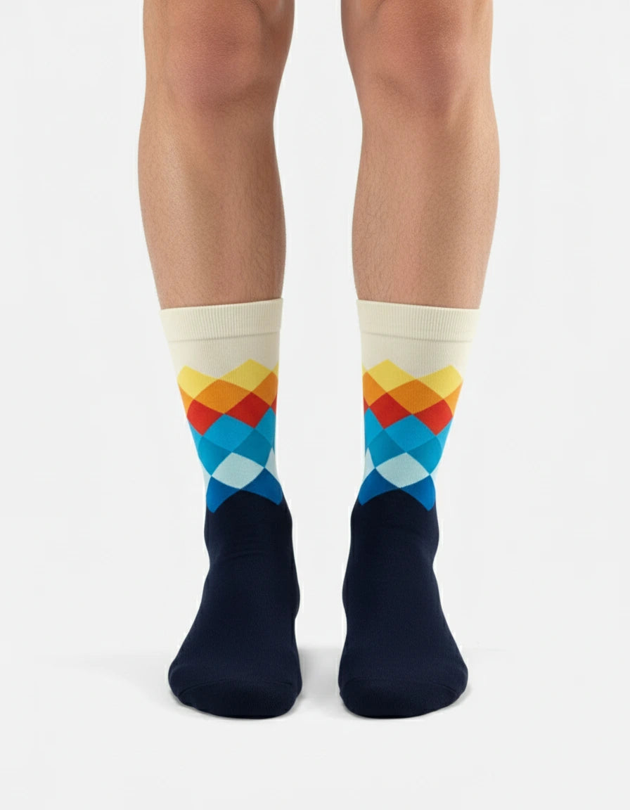 Calcetín blanco y azul multicolor - Unisex