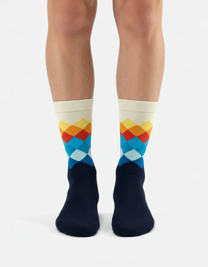 Calcetín blanco y azul multicolor - Unisex
