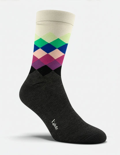 Calcetín gris y morado multicolor - Unisex