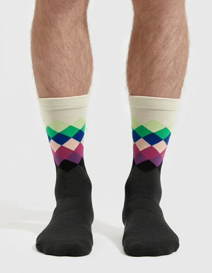 Calcetín gris y morado multicolor - Unisex