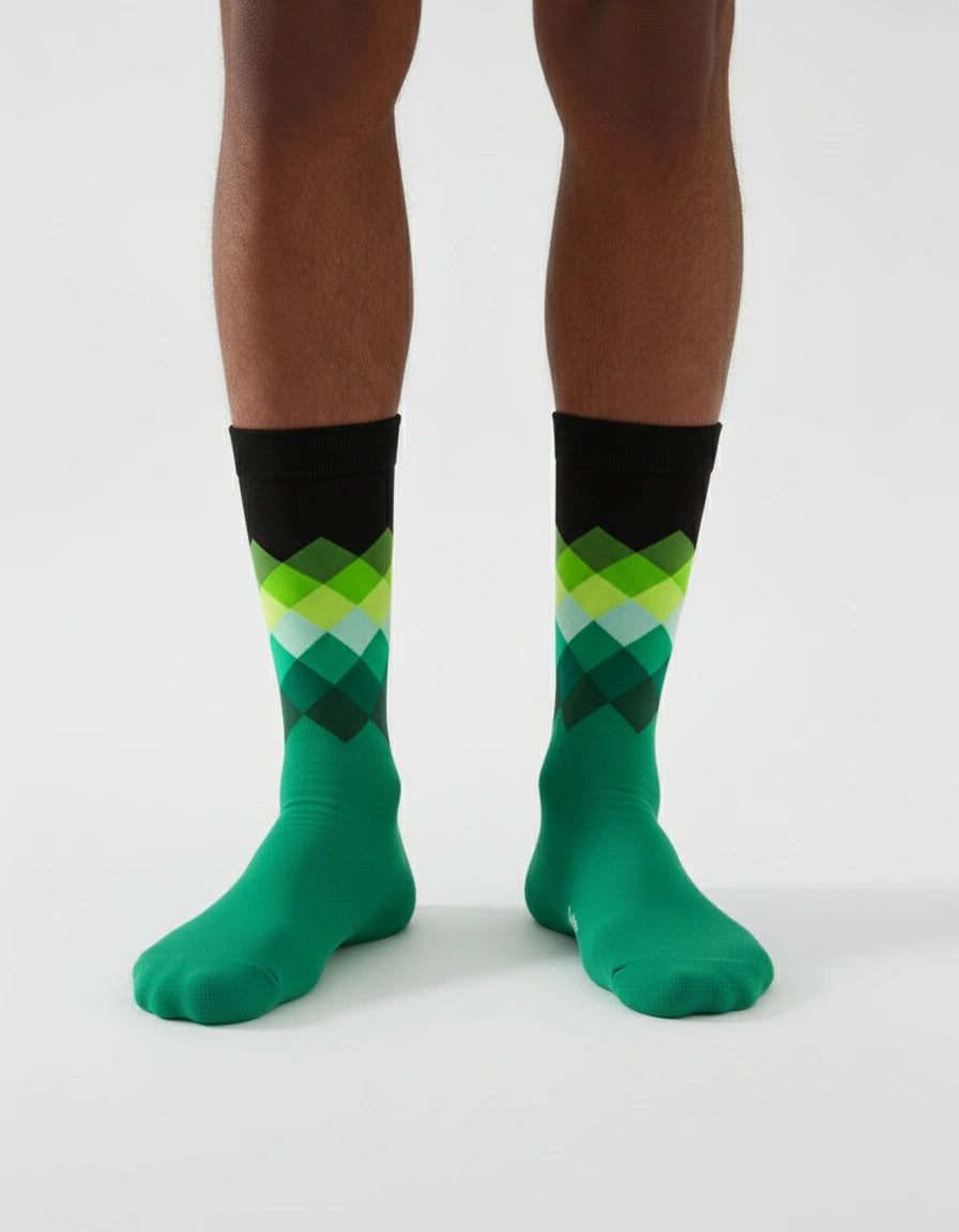 Calcetín negro con verde multicolor - Unisex