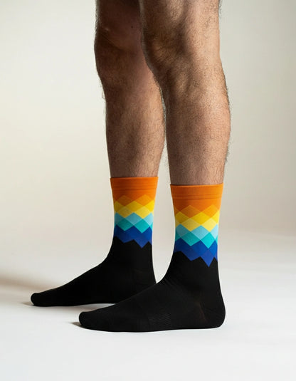 Calcetín negro y naranja multicolor - Unisex