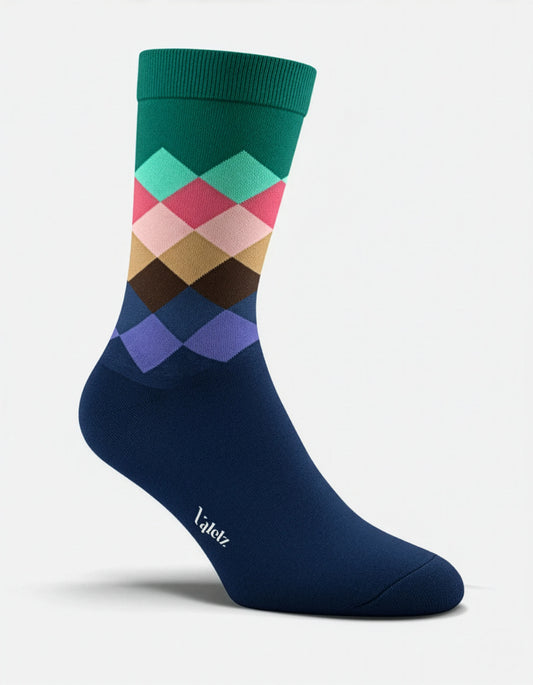Calcetín verde y azul navy multicolor - Unisex