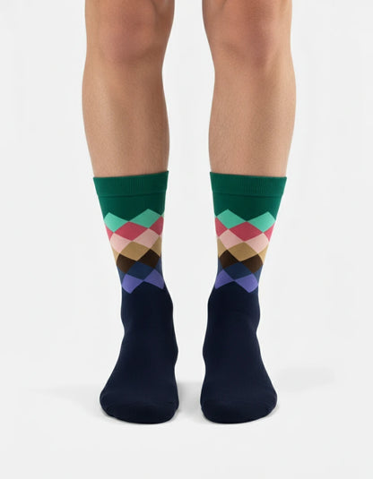 Calcetín verde y azul navy multicolor - Unisex