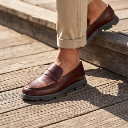 Olmo Estilo Penny Loafer Coñac x Negro - empaque premium envio gratis Colombia