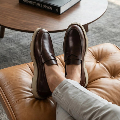 Olmo Estilo Penny Loafer Coñac x Cafe - suela antideslizante Valetz